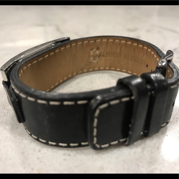 DKNY Black Leather White Stitch Band Watch - Picture 4 of 4